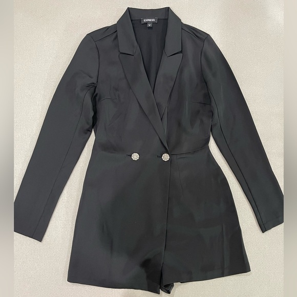 EXPRESS Satin Wrap Front Blazer Romper SIZE XS - Picture 2 of 7